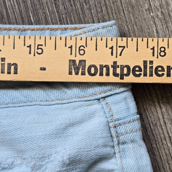 American Eagle Jeans Womens Size 10 Button Fly Light Acid Wash Distressed Angled - Picture 4 of 16